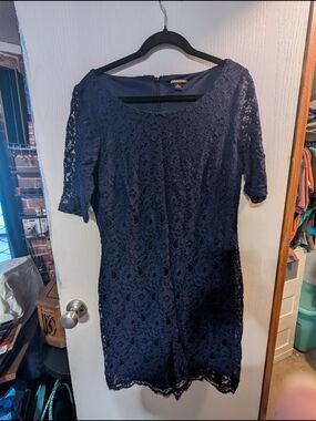 Dana Buchman Navy Lace Midi Dress